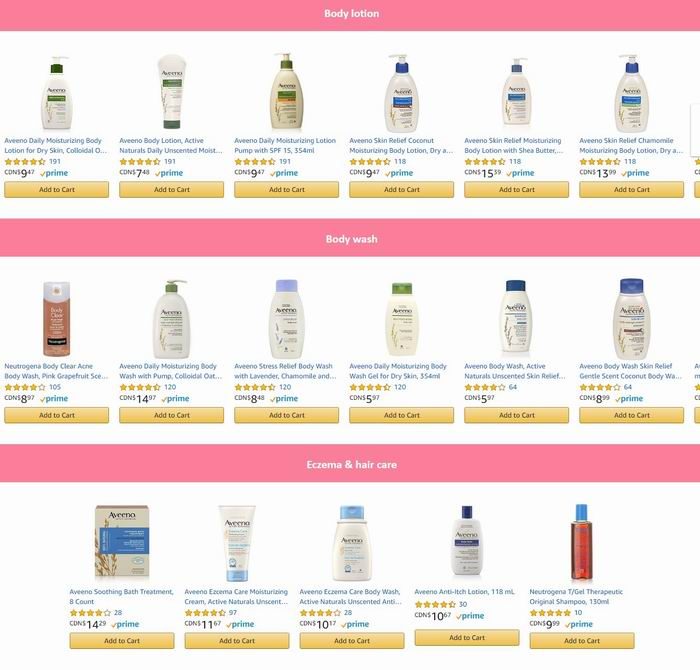 情人节大促！精选 Neutrogena 露得清、Clean & Clear 可伶可俐、Aveeno 艾维诺 等品牌美体护肤品、洁面保湿防晒产品、婴幼儿洗浴用品等特价销售，满35加元额外7.5折+包邮！