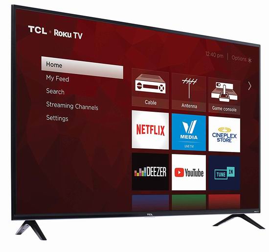 历史新低！TCL 65S425-CA 65英寸 4K超高清智能电视（2019版） 699.99加元包邮！