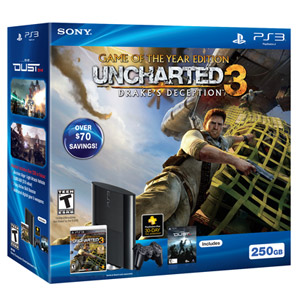 翻新PS3™ 250GB UNCHARTED 3: DRAKE'S DECEPTION GAME OF THE YEAR游戏机