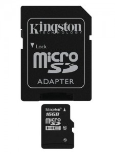 Kingston 16 GB Class 10 MicroSD Flash Card with SD Adapter SDC10/16GB储存卡