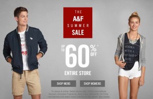 Abercrombie & Fitch Summer Sale全站六折起再打八折，清仓区再打六折