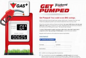 Canadian Tire Get Pumped Promotion加油打折券及免费Trident 14pc口香糖