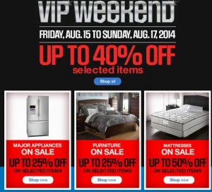 Sears Vip Weekend指定产品6折起，指定类别满100元优惠20元，满200元优惠50元