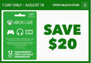 XBox Live 12 month金会员仅限8月18日特价