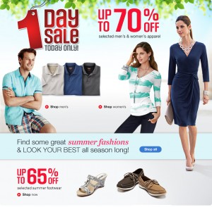 Sears指定服饰三折起，夏日男女鞋三五折起，仅限今日。