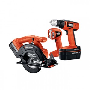 Black Decker 18V 充电式电钻电锯照明灯三件套