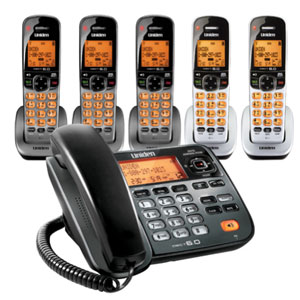 翻新UNIDEN D1788-5TC DECT 6.0 CORDED/CORDLESS PHONE WITH 5 HANDSETS AND CHARGING CRADLE无绳电话