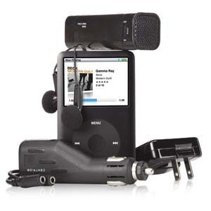 Centrios iPod/MP3 Power Essentials Kit，带充电器、车载充电器、耳机、迷你音箱及配套线路等