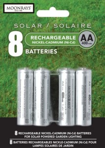 Moonrays Solar Batteries 400mAh AA, 8 Pack 太阳能地灯专用充电电池