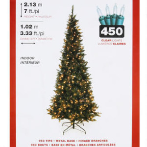 Prelit Pointed White Indoor Christmas Tree - 6.9ft 圣诞树（高2.13米）