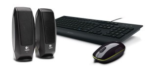 Logitech K280E Corded Keyboard & LS1 Corded Laser Mouse & S120 Speaker System有线键鼠音箱套装