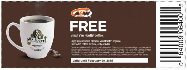 A & W免费咖啡消费券