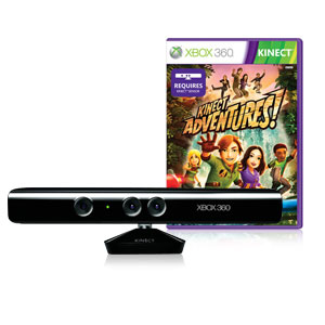 KINECT MOTION SENSOR FOR XBOX 360 WITH KINECT ADVENTURES GAME - DAMAGED BOX