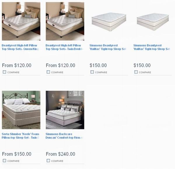 Sears 6款床垫组合120元-240元特卖，另再优惠10元