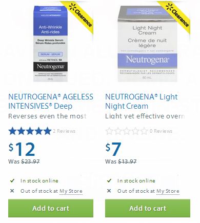 NEUTROGENA露得清抗皱精华及晚霜半价清仓