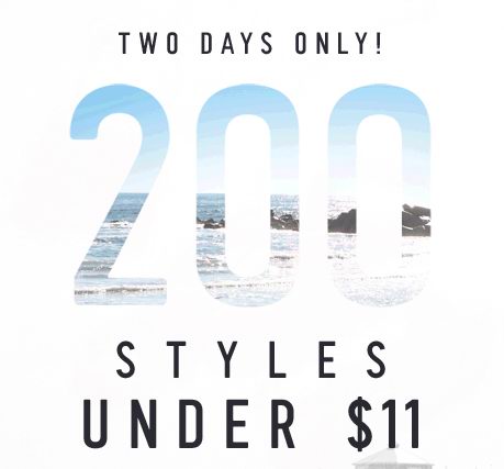 Hollister 200款男女服饰2折起低于11元特卖，满100元优惠15元