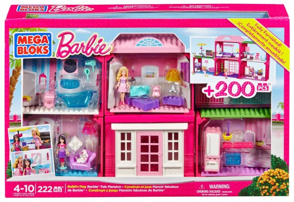 Mega Bloks Barbie Build n Play FAB Mansion (80149)芭比积木玩具222 pcs
