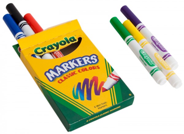 免费6-Pack Crayola Markers儿童马克笔
