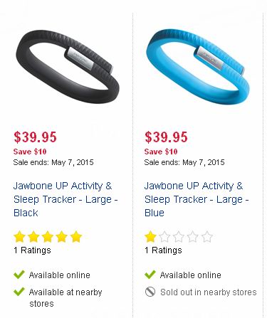 Jawbone UP Activity & Sleep Tracker - Large 智能腕带（两色可选）