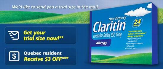 免费Claritin抗过敏药试用装
