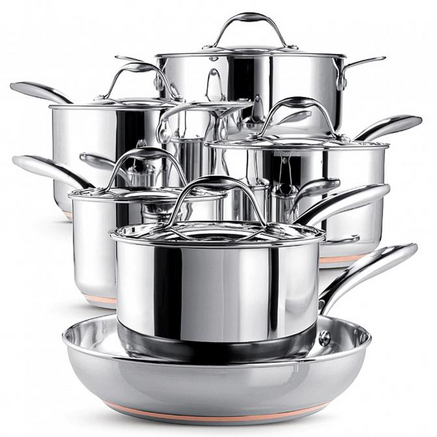 Paderno® ''Copperline'' 11-Piece Cookware Set 11件套不锈钢炊具