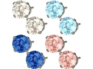 4 pairs of 6mm SWAROVSKI Elements Genuine Sterling Silver Stud Earrings 925纯银施华洛世奇耳钉