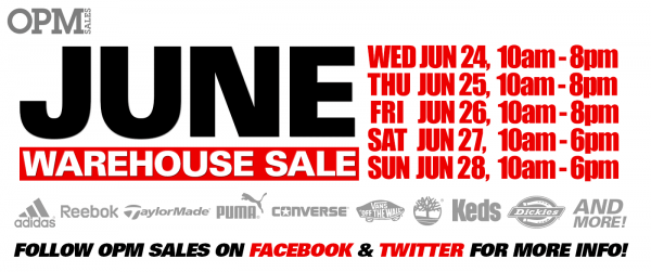 OPM Warehouse Sale 2015年6月特卖会，Adidas、Puma等品牌3折起特卖，仅限6月24日-28日