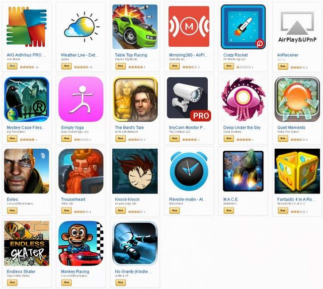 Amazon App Store 21款Android Apps软件游戏免费，包含价值14.5元AVG专业杀毒软件