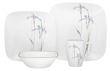 快！Corelle Square Shadow Iris 16件套方圆形餐具3.1折清仓