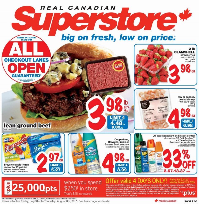 Superstore超市本周（2015.7.31-2015.8.6）打折海报，Huggies尿片仅30.98元