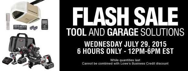 Lowe's今日下午6时前限时抢购，电动工具、工具箱、工具架、车库门开门器、垃圾箱、壁挂套装、推式路帚等4折起特卖