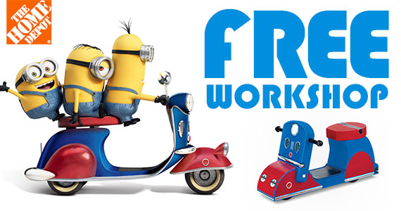 Home Depot 本周六（7月11日）免费儿童手工课，制作小黄人摩托车