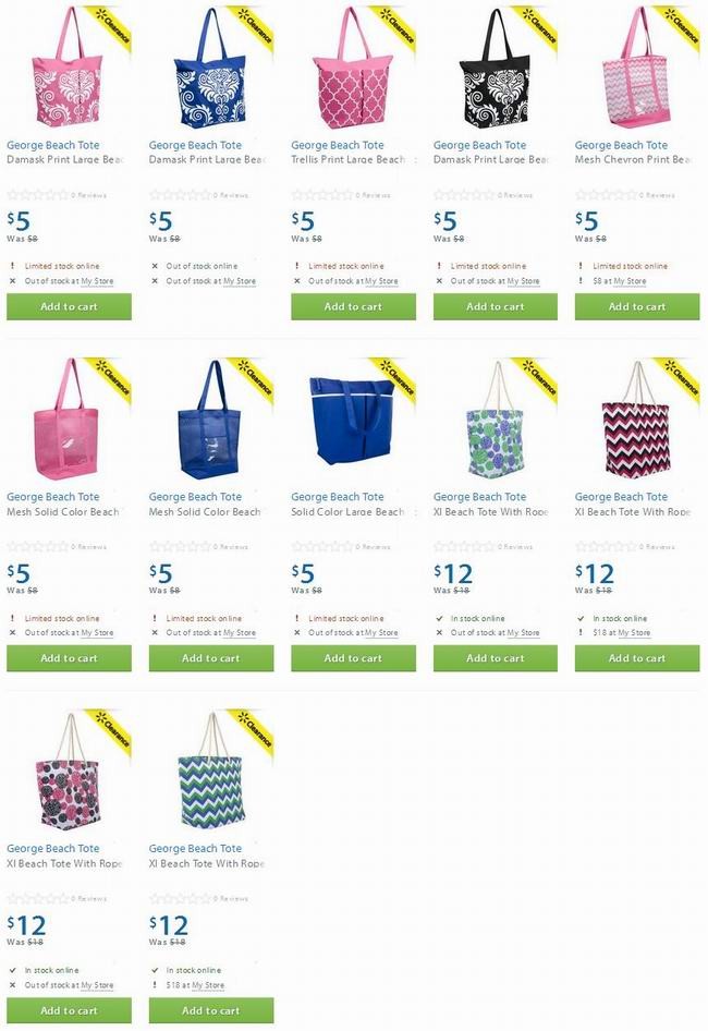 Walmart 多款George女式手袋5-12元清仓