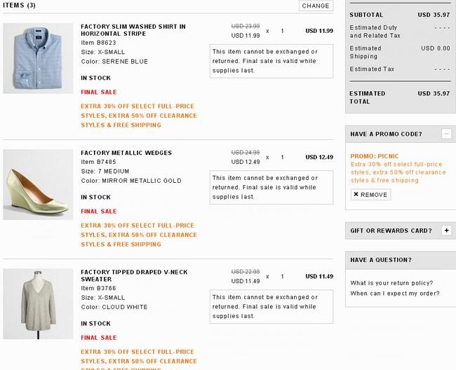J.Crew Factory 成人儿童服饰、鞋子、首饰、太阳眼镜、帽子等2折起清仓，额外5折！