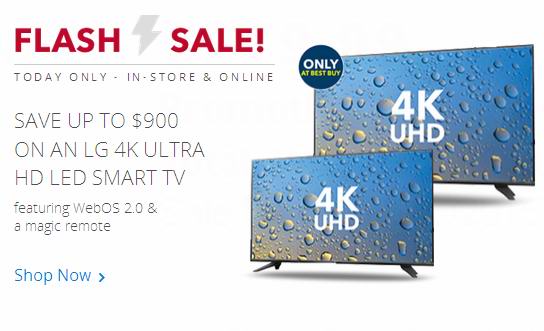 LG 4K高清智能电视特卖，最高立减900元，另有电视柜、电视支架及Receiver特卖