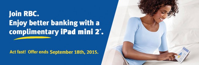 9月18日，新开RBC银行账户送iPad mini 2