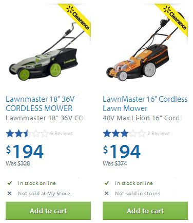 两款LawnMaster Cordless Lawn Mower无线电动割草机194元清仓