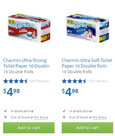 快！两款Charmin Ultra Strong/Soft Toilet Paper 16 Double Rolls双层卫生纸