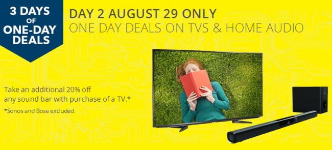 Best Buy 93款电视今日限时特卖，同时购买，sound bar享额外8折优惠