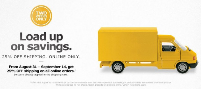Ikea 8月31日-9月14日网购运费7.5折，另有成人、儿童、婴儿床架8.5折特卖