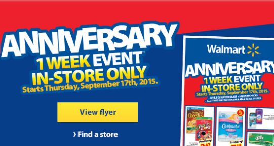 Walmart超市周年庆开卖！（2015.9.17-2015.9.23），散装Corelle餐具半价、婴儿湿巾纸尿不湿、三星7寸平板电脑、Duracell高能电池等特卖