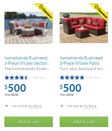 两款hometrends Rushreed 3-Piece Wicker Patio Sectional Sofa Set庭院沙发套装半价清仓