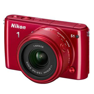 开箱品NIKON 1 S1 SYSTEM 10.1MP CAMERA - RED - OPEN BOX微单相机