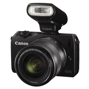 开箱品CANON EOS M 18MP DSLR CAMERA WITH 18-55MM LENS AND FLASH KIT - BLACK - OPEN BOX微单相机