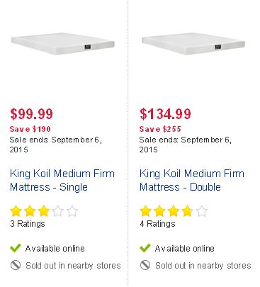 King Koil Medium Firm Mattress - Single/Double 记忆海绵床垫3.5折特卖