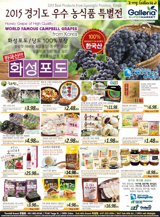Galleria韩国超市本周（2015.10.16-2015.10.22）打折海报