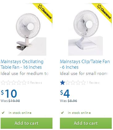 两款 Mainstays Oscillating Table Fan (6 Inches &16 Inches)电风扇半价清仓