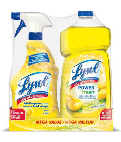 LYSOL® ALL PURPOSE: Lemon Trigger 650mL + Lemon Pour 1.2L 2pk 清洁套装