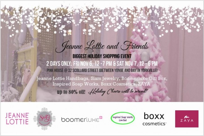 Jeanne Lottie and Friends Biggest Holiday Shopping Event 特卖会，全场手袋、首饰、化妆品、礼盒等两折起清仓！（11月6日-7日）