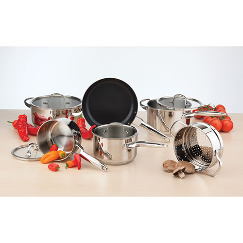 Paderno Cusino 10-Piece Stainless Steel Cookware Set 炊具10件套2.1折139.99元特卖